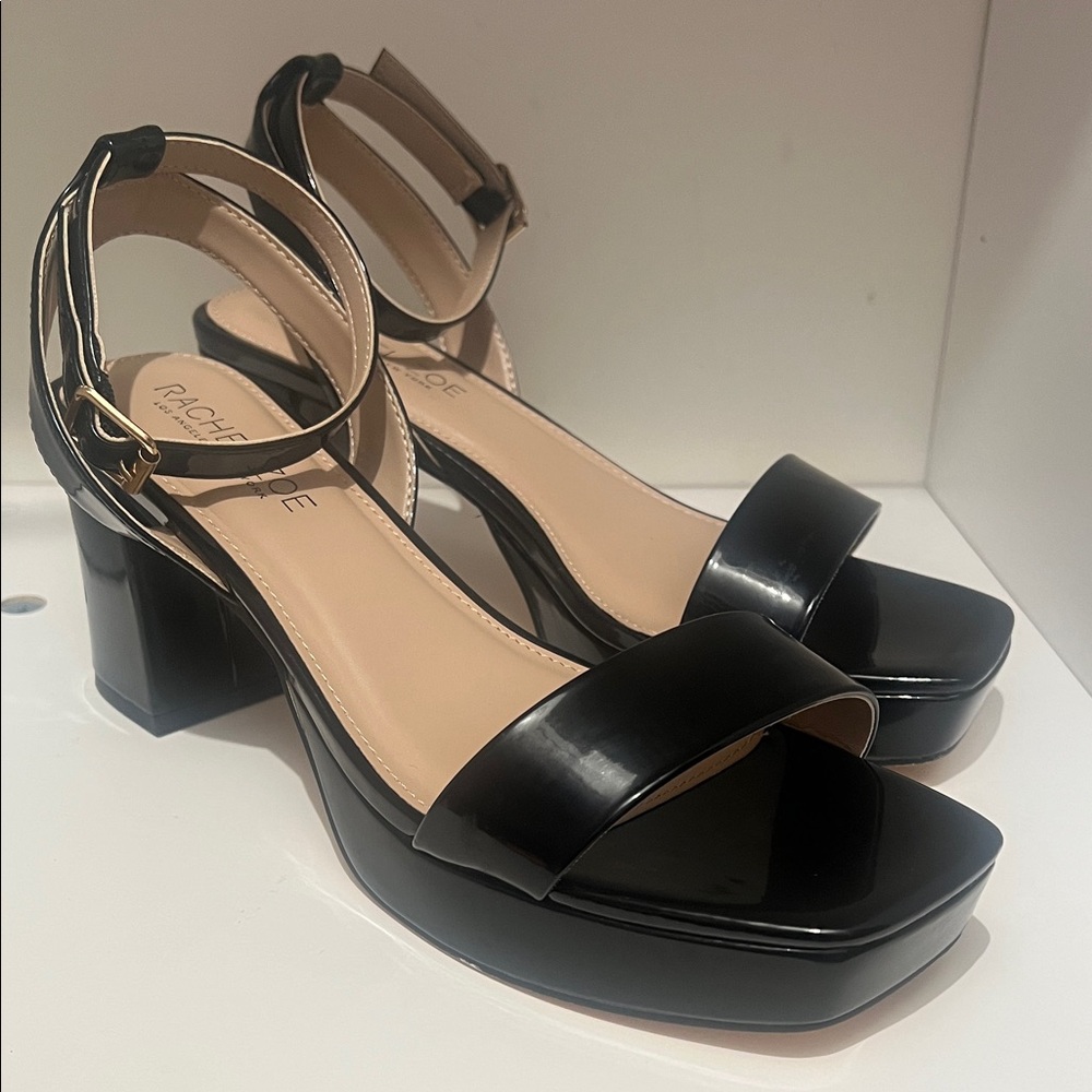 Rachel Zoe Black Patent Platform Sandals